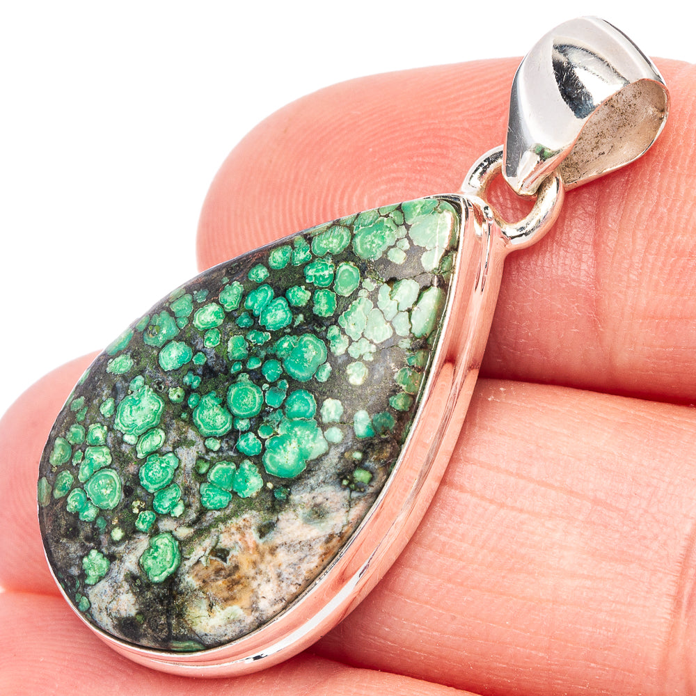 Rare Spider Web Turquoise Pendant 1 3/8" (925 Sterling Silver) P44458
