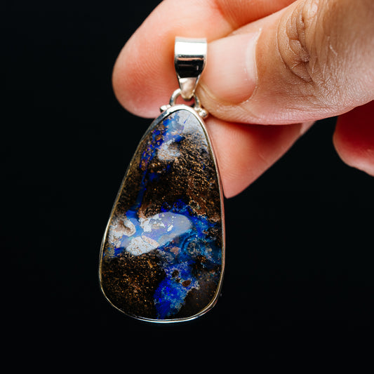 Premium Australian Boulder Opal Pendant 2" (.925 Sterling Silver)