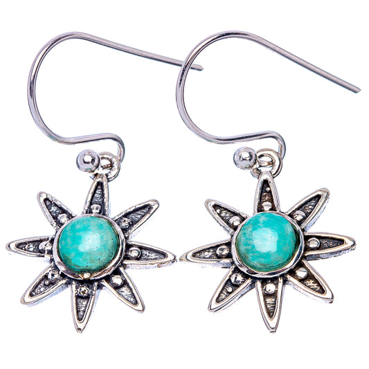 Amazonite Flower Dainty Earrings 1 1/4" (925 Sterling Silver) E2067
