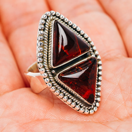 Exclusive Baltic Amber Ring Size 6 Adjustable (.925 Sterling Silver)