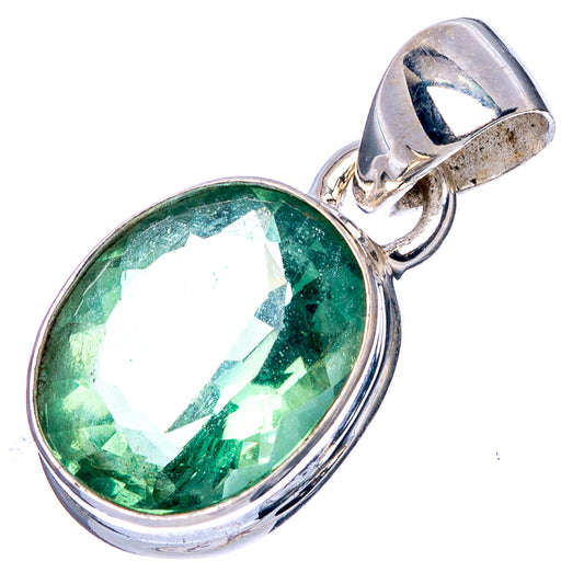 Faceted Green Fluorite Pendant 7/8" (925 Sterling Silver) P43021