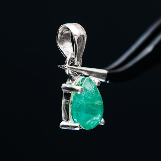 Premium Faceted Zambian Emerald Pendant 3/4" (.925 Sterling Silver)