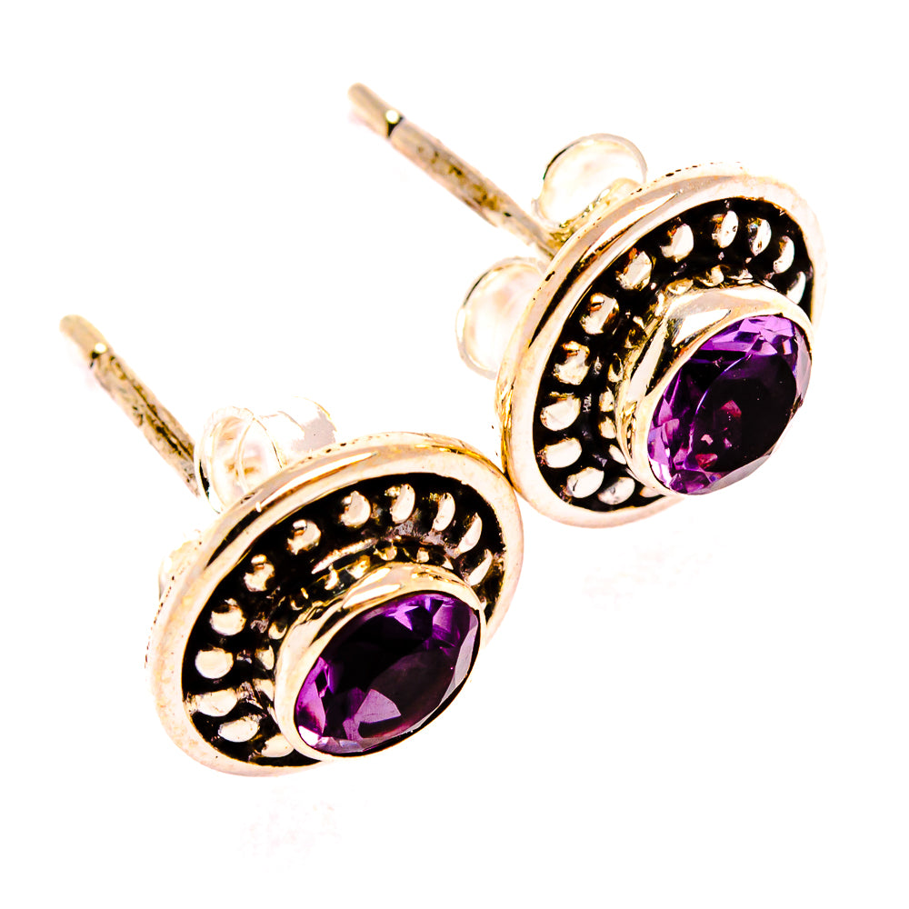 Faceted Amethyst Dainty Earrings 3/8" (925 Sterling Silver) EARR431971