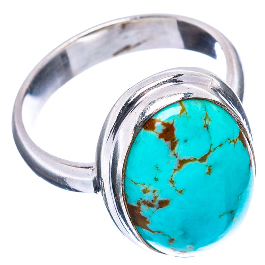 Turquoise oval cabochon sterling silver ring, side view of bezel setting