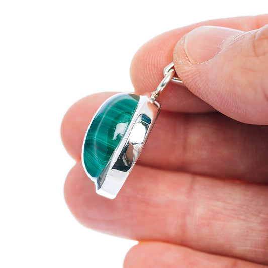 Premium Malachite Pendant 1 3/8" (.925 Sterling Silver)