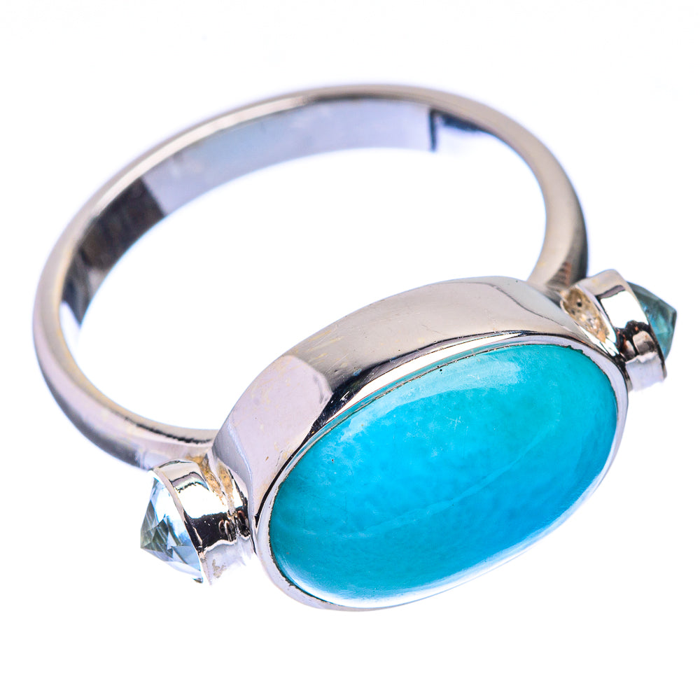 Premium Larimar, Blue Topaz Ring Size 8 (925 Sterling Silver) R141858