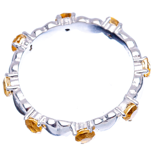 Heart citrine ring in .925 sterling silver, size 6.75, prong-set yellow stones