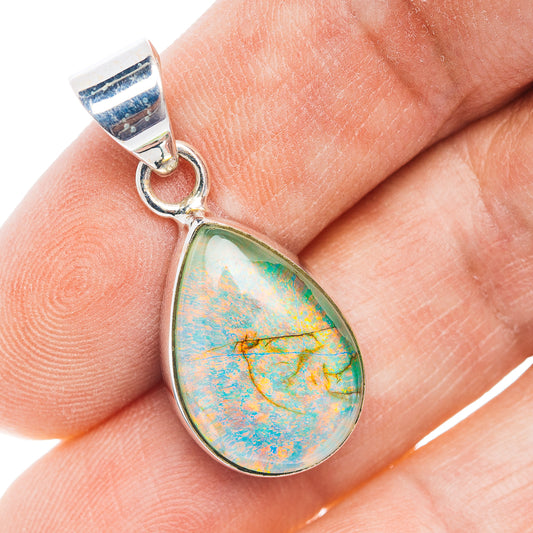 Sterling Opal Pendant 1 1/4" (.925 Sterling Silver)