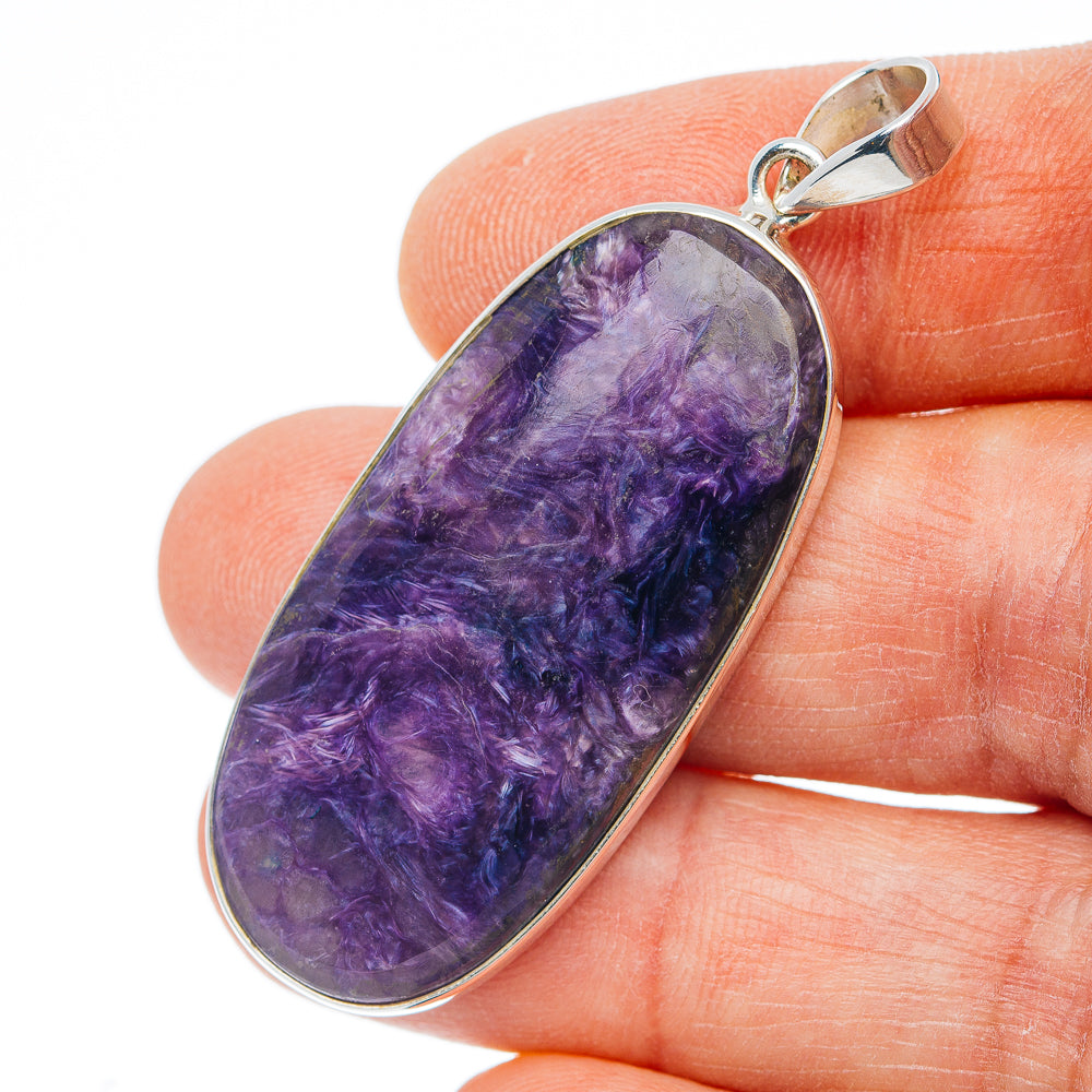 Premium Charoite Pendant 2" (.925 Sterling Silver)