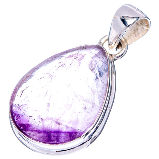 Bi-color amethyst teardrop pendant with purple stone bezel and silver loop bail