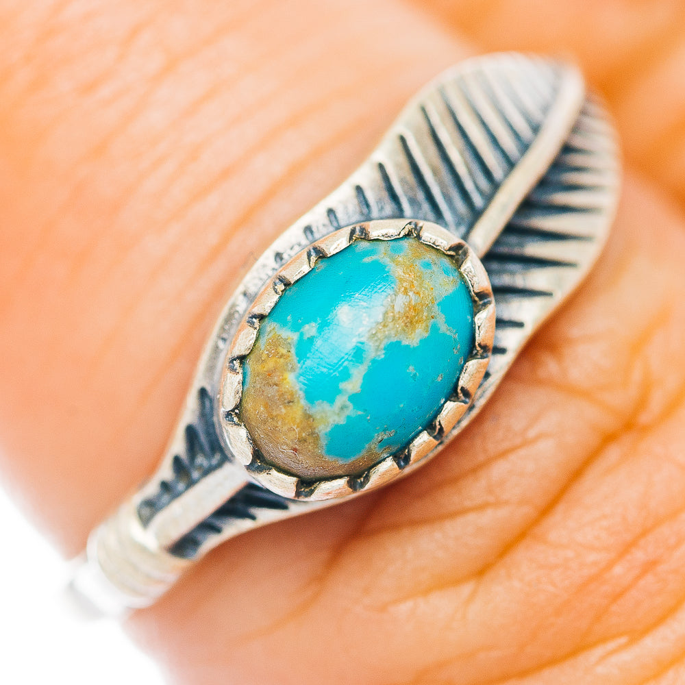 Mojave Turquoise Feather Ring Size 7 (.925 Sterling Silver)