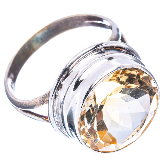 Sterling silver citrine ring, size 9.5, large faceted stone in a polished open band
