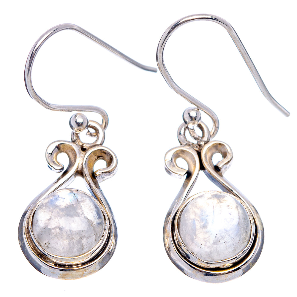 Rainbow Moonstone Earrings 1 1/4" (.925 Sterling Silver)