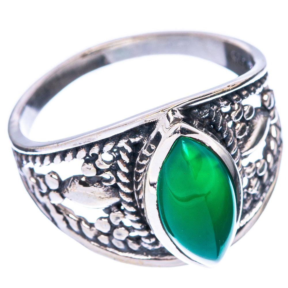 Green Onyx Dainty Ring Size 7.75 (925 Sterling Silver) R5966