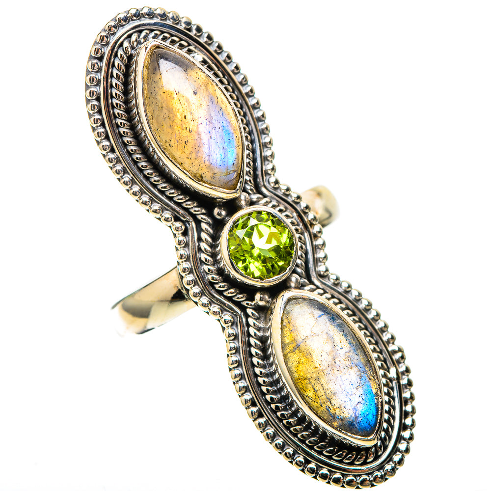 Large Labradorite, Peridot Ring Size 6.25 (925 Sterling Silver) RING138034