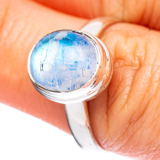 Rainbow Moonstone Ring Size 8.25 (925 Sterling Silver) R3775