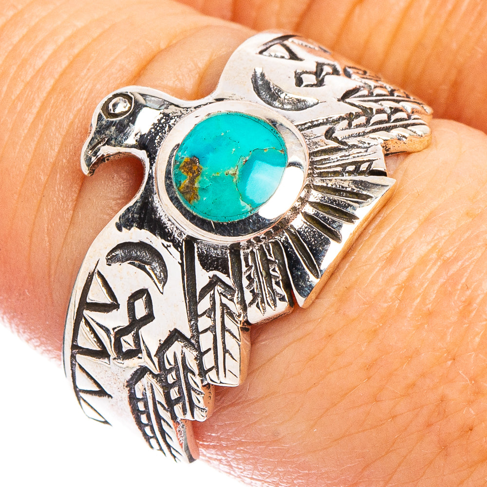Arizona Turquoise Native Style Eagle Ring Size 8.5 (.925 Sterling Silver)