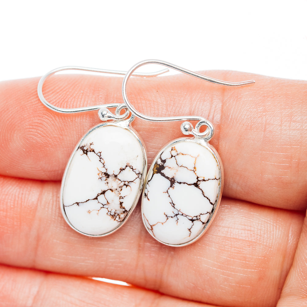 Oval wild horse jasper drop earrings, .925 sterling silver fishhook