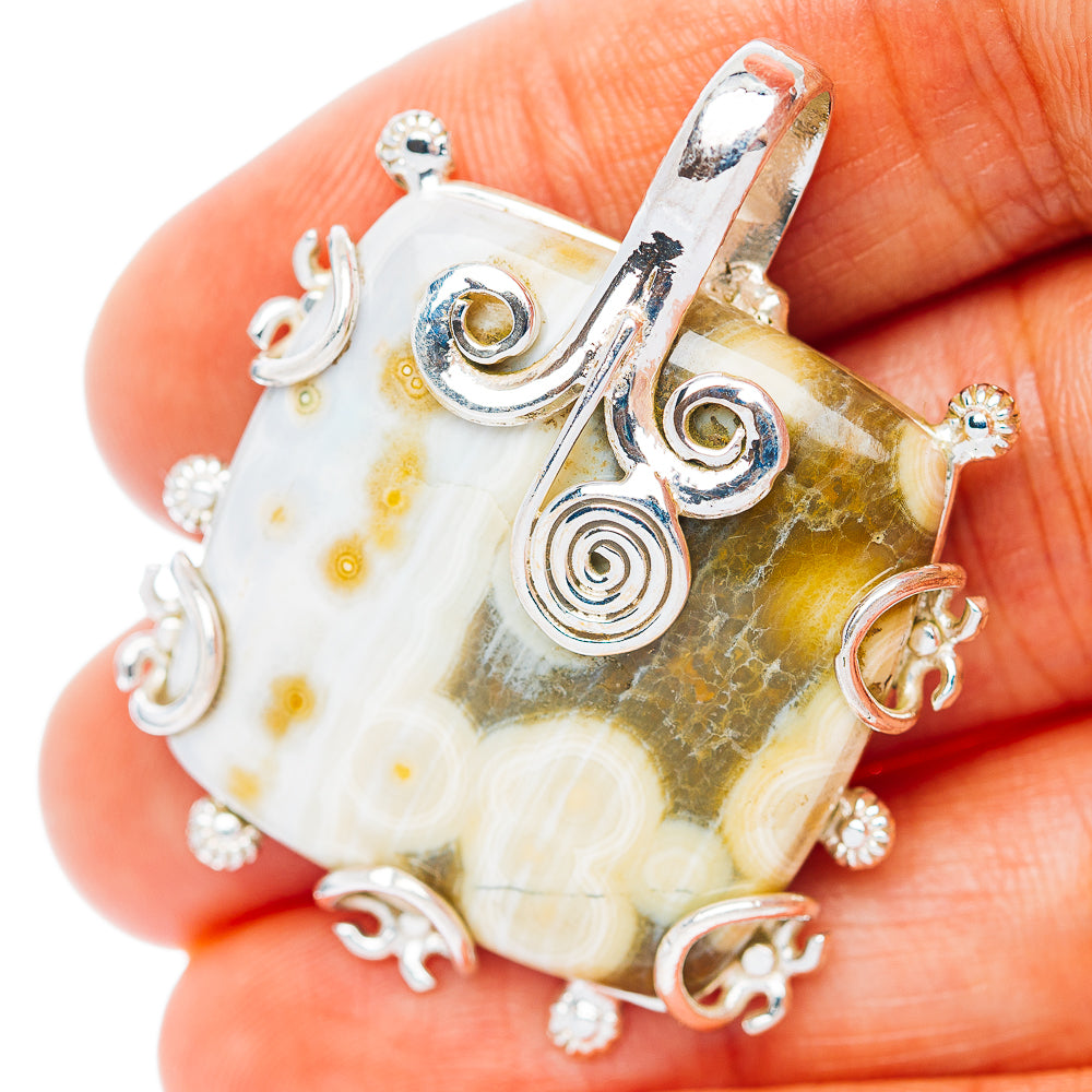 Ocean Jasper Pendant 1 5/8" (.925 Sterling Silver)