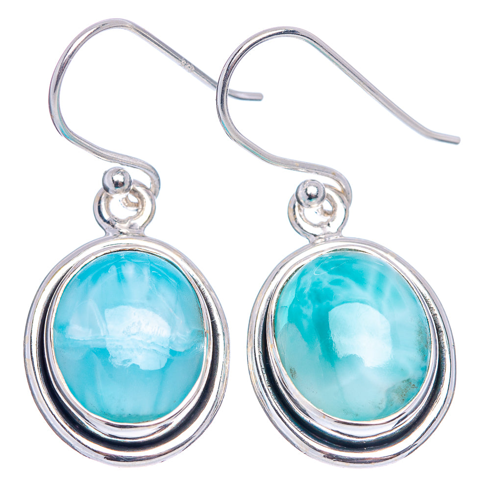Larimar Earrings 1 3/8" (.925 Sterling Silver)