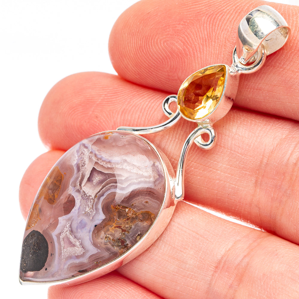Ocean Jasper, Citrine 925 Sterling Silver Pendant 2 1/4" (925 Sterling Silver) P43596