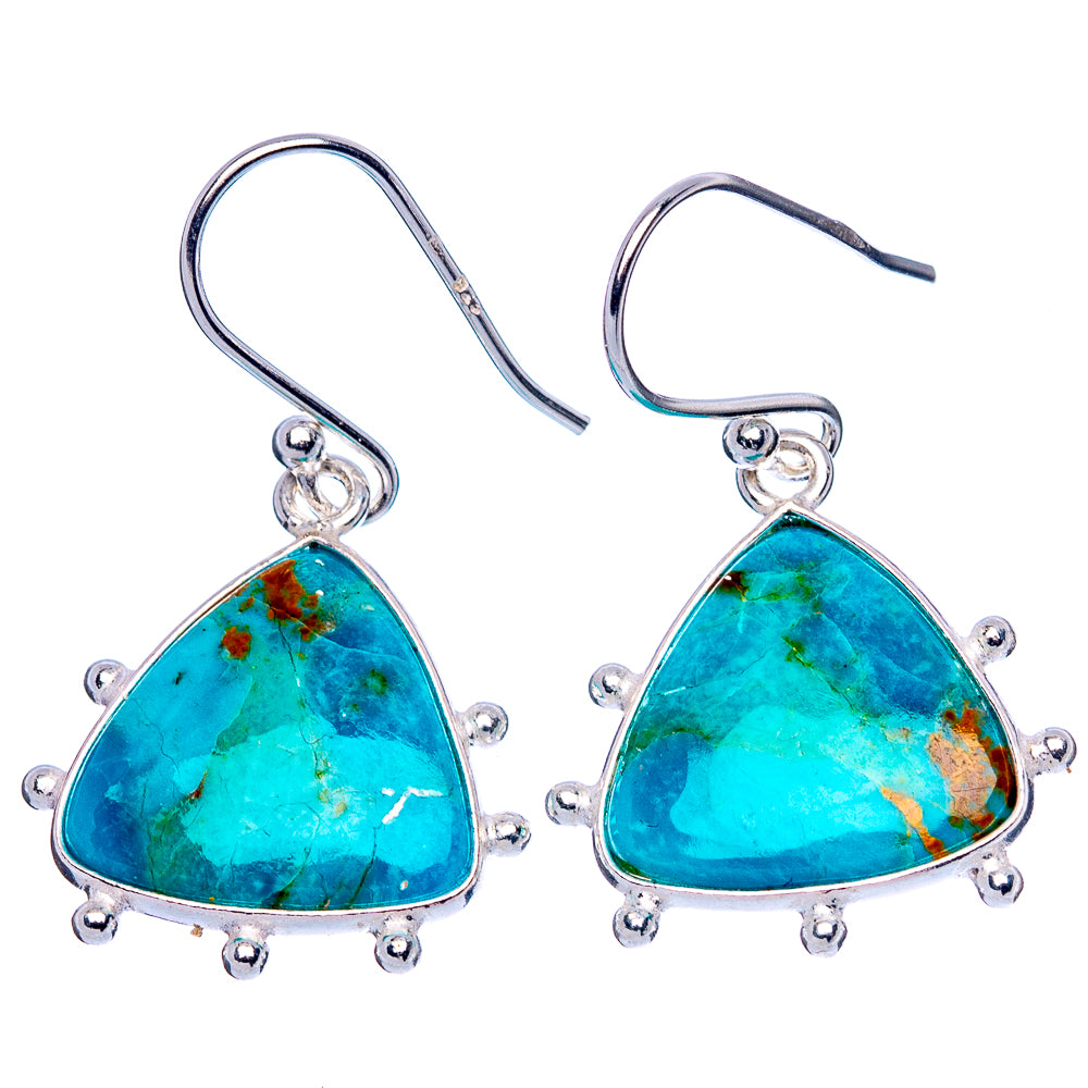 Chrysocolla 925 Sterling Silver Earrings 1 1/4" (925 Sterling Silver) E1964