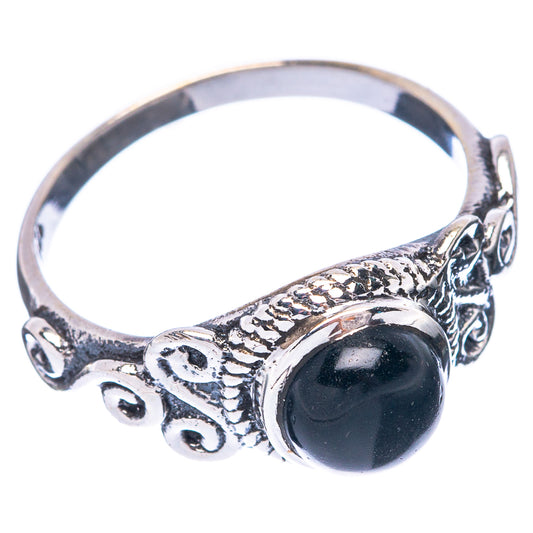 Black Onyx Dainty Ring Size 7.75 (925 Sterling Silver) R5881