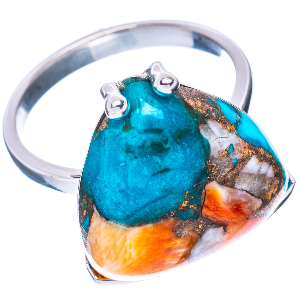 Premium Spiny Oyster Turquoise Ring Size 8 (925 Sterling Silver) R2627