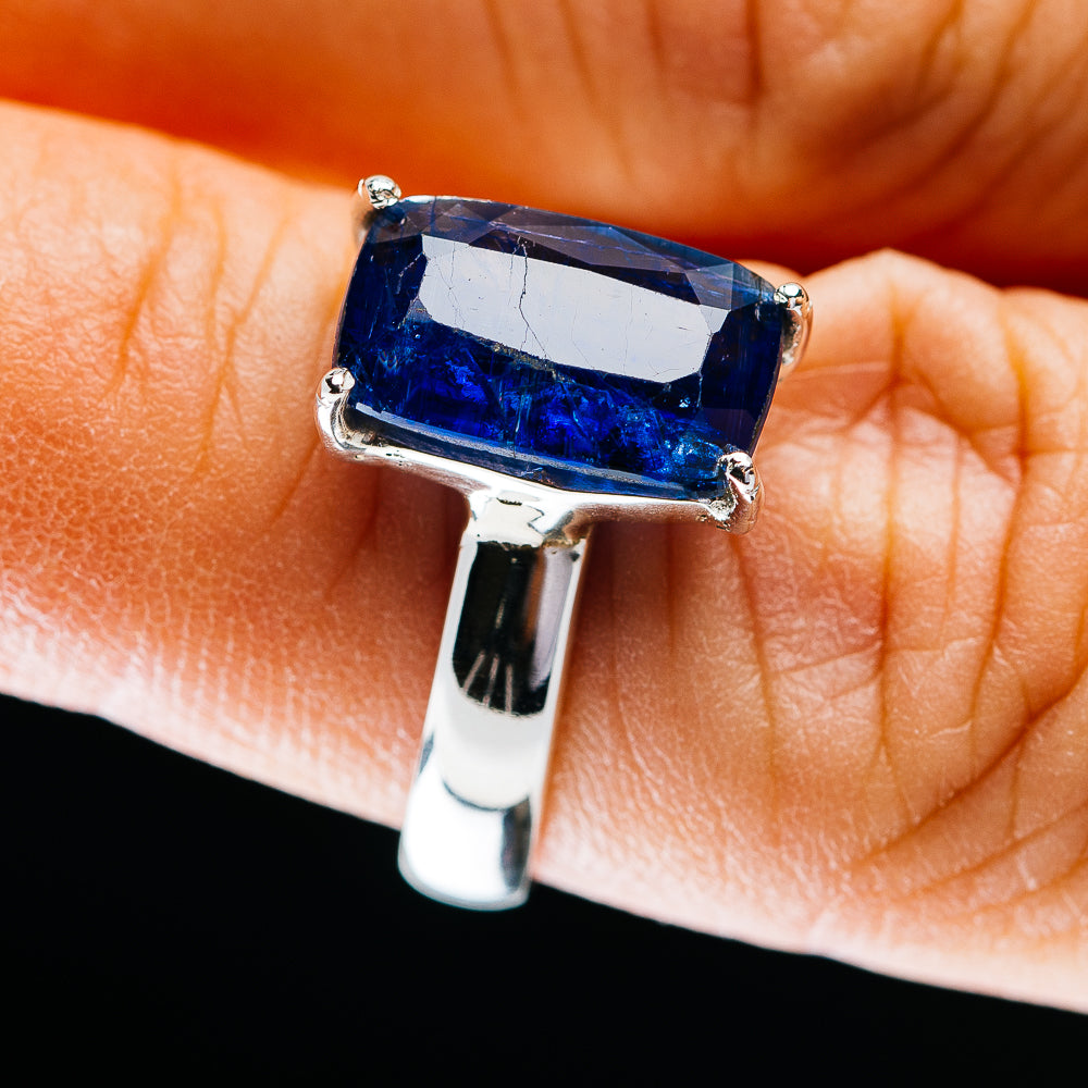 4.21ct Faceted Kyanite Ring Size 6.75 Adjustable (.925 Sterling Silver)