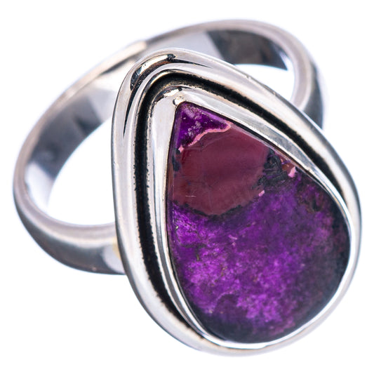 Sterling silver sugilite ring, oval purple druzy stone in raised bezel