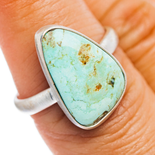 Number 8 Mine Turquoise Ring Size 8 (.925 Sterling Silver)