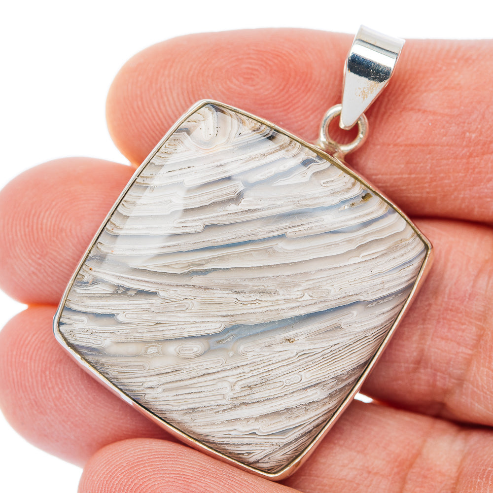 Premium Mexican Lattice Agate Pendant 1 5/8" (.925 Sterling Silver)