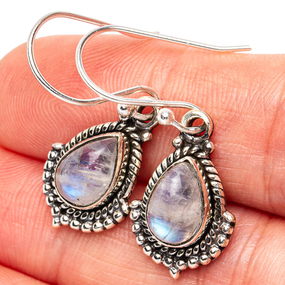 Dainty Rainbow Moonstone Earrings 1 1/4" (925 Sterling Silver) E2833