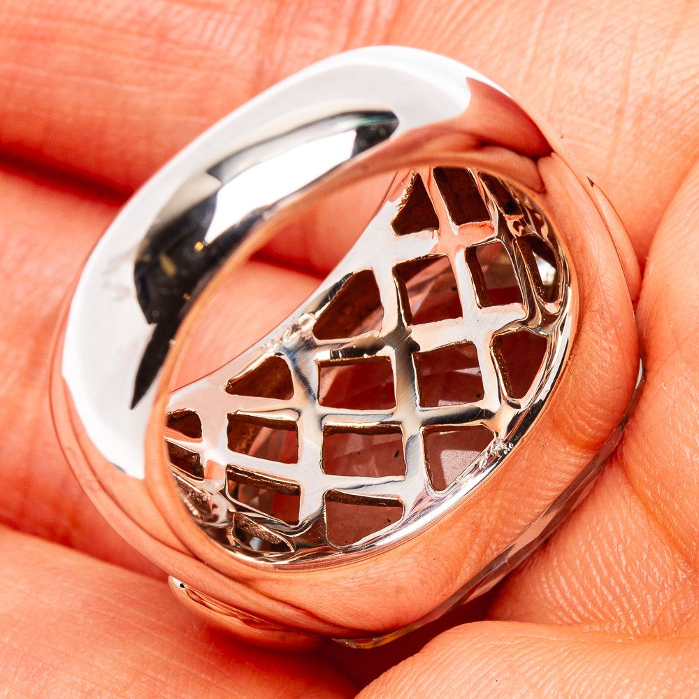 Premium Faceted White Quartz Ring Size 7 (.925 Sterling Silver)