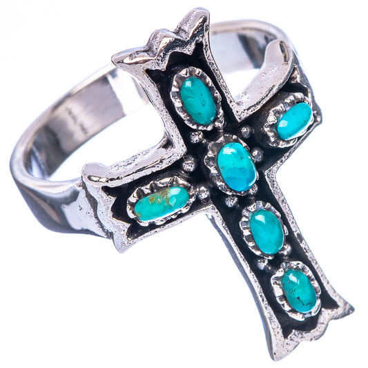 Rare Arizona Turquoise Cross Ring Size 8.5 (925 Sterling Silver) R2264