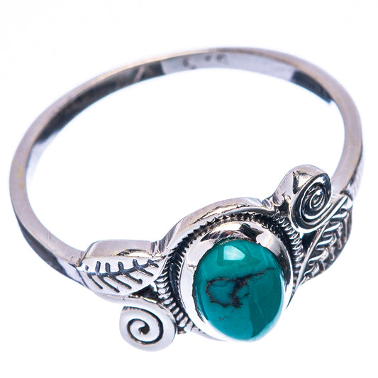 Tibetan Turquoise Leaf 925 Sterling Silver Ring Size 7.75 (925 Sterling Silver) R5323