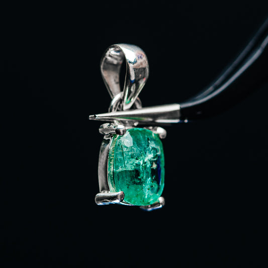 Premium Faceted Zambian Emerald Pendant 3/4" (.925 Sterling Silver)
