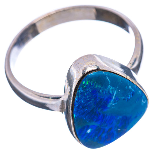 Doublet opal ring .925 sterling silver with blue teardrop opal cabochon
