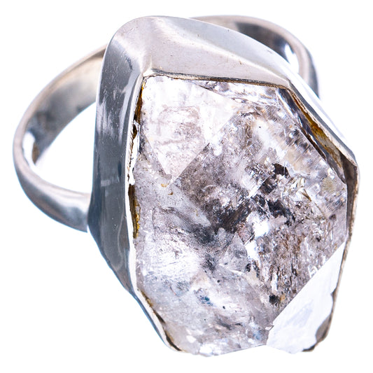 Sterling silver herkimer diamond ring with large square crystal, size 5.5
