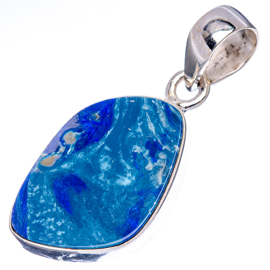 Sterling silver opal pendant with oval blue stone and open bail, side view
