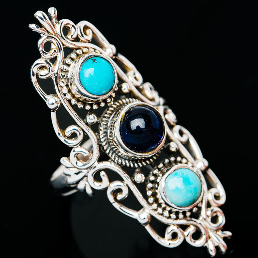 Premium Iolite, Sleeping Beauty Turquoise Ring (.925 Sterling Silver)