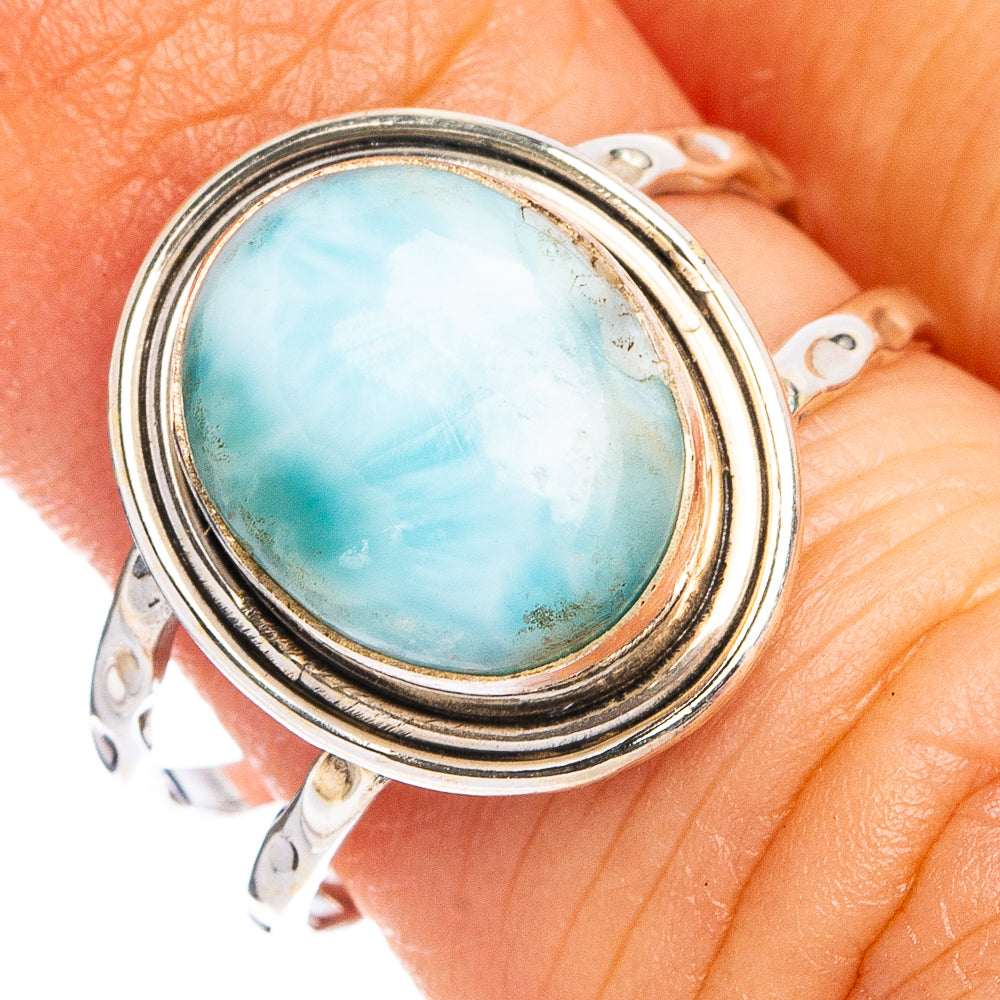 Rare Larimar Ring Size 6.5 (.925 Sterling Silver)