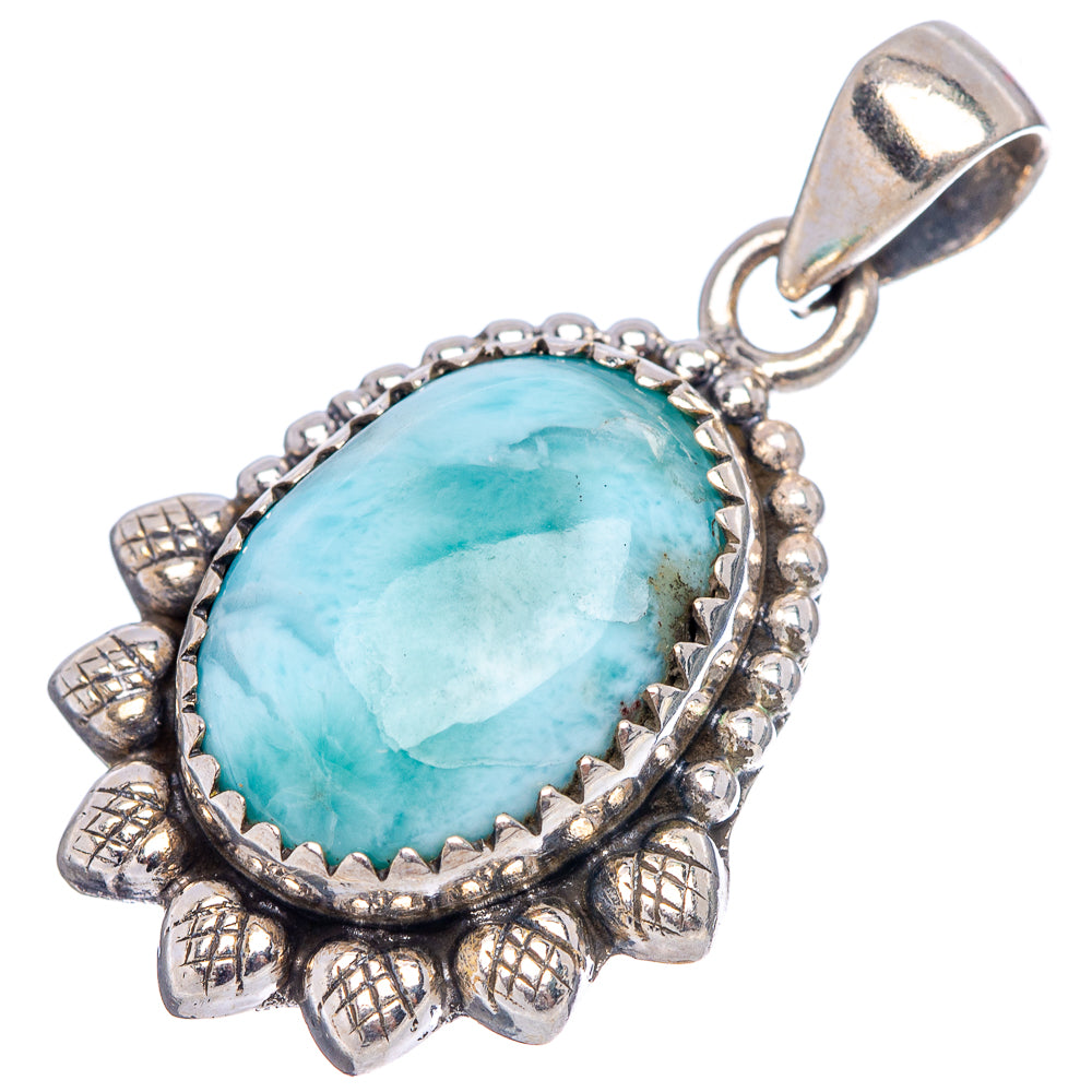 Larimar Pendant 1 1/4" (.925 Sterling Silver)