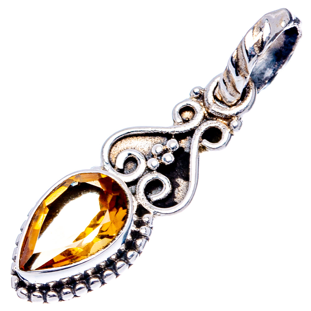 Dainty Citrine Pendant 1 1/8" (.925 Sterling Silver)