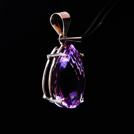 27.48ct Faceted Brazilian Amethyst Pendant 1 1/2" (.925 Sterling Silver)
