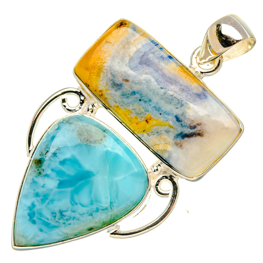 Blue Scheelite, Larimar Pendant 2" (925 Sterling Silver) PD37964
