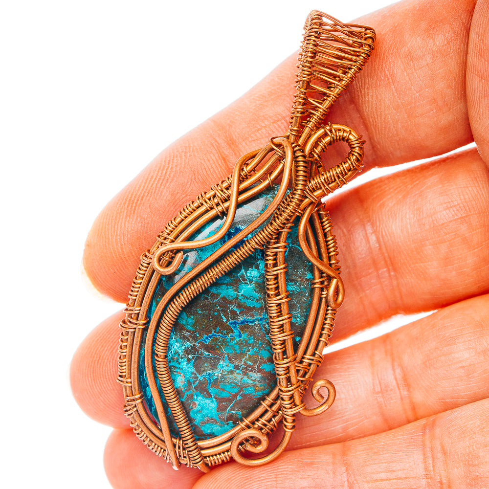 Shattuckite Wire Wrap Pendant 2 3/8" (Copper)