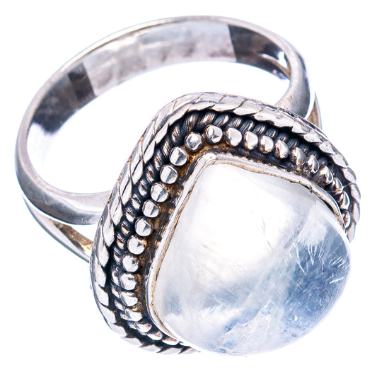 925 sterling silver moonstone ring with oval moonstone and beaded braided band