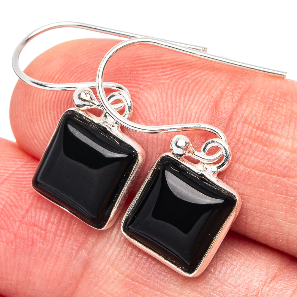 Black Onyx Earrings 1" (925 Sterling Silver) E2982