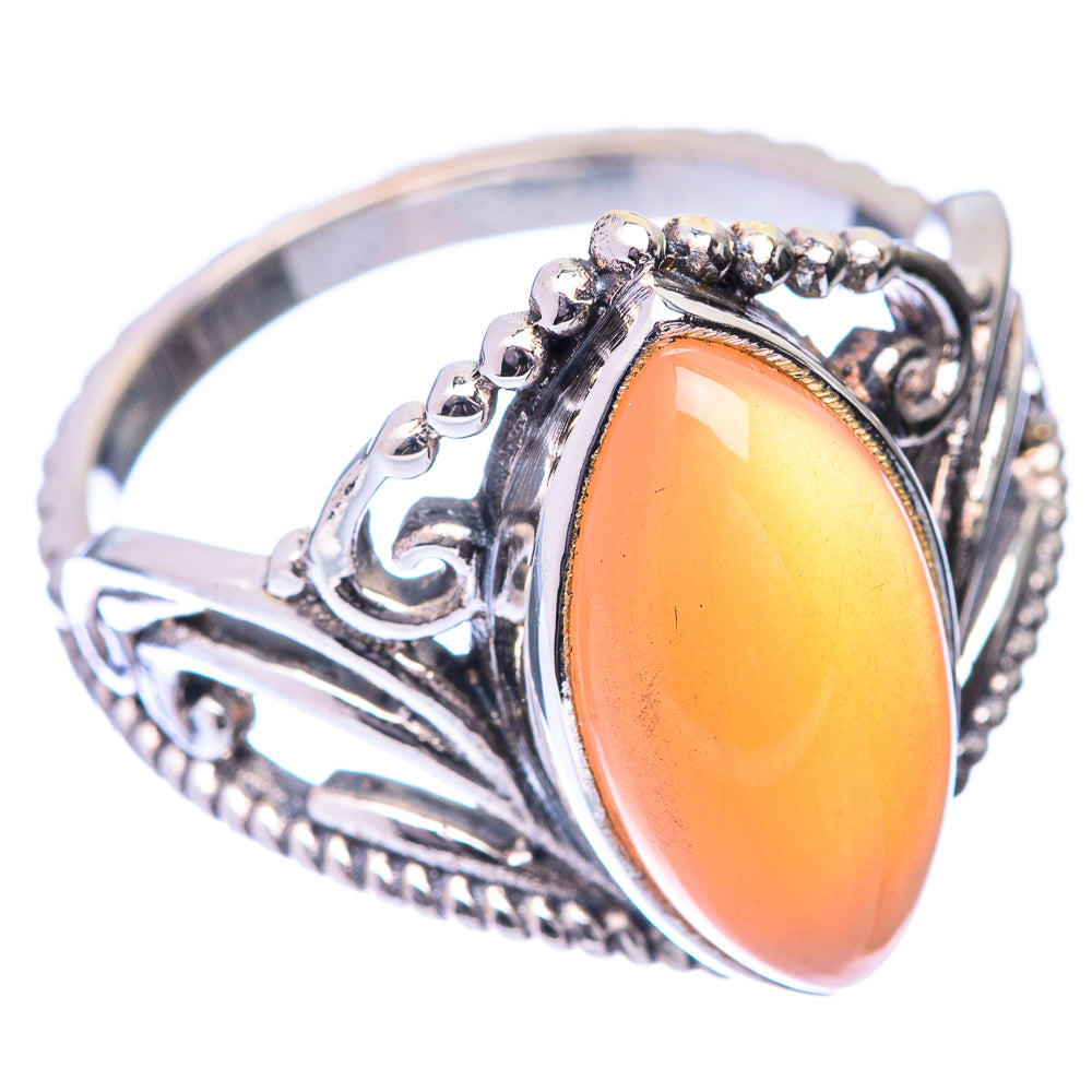 Peach Moonstone Ring Size 9 (925 Sterling Silver) R140915
